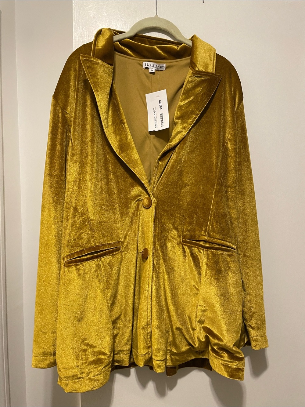 Blakeley Velvet-Style Blazer Jacket - Gold 1X
